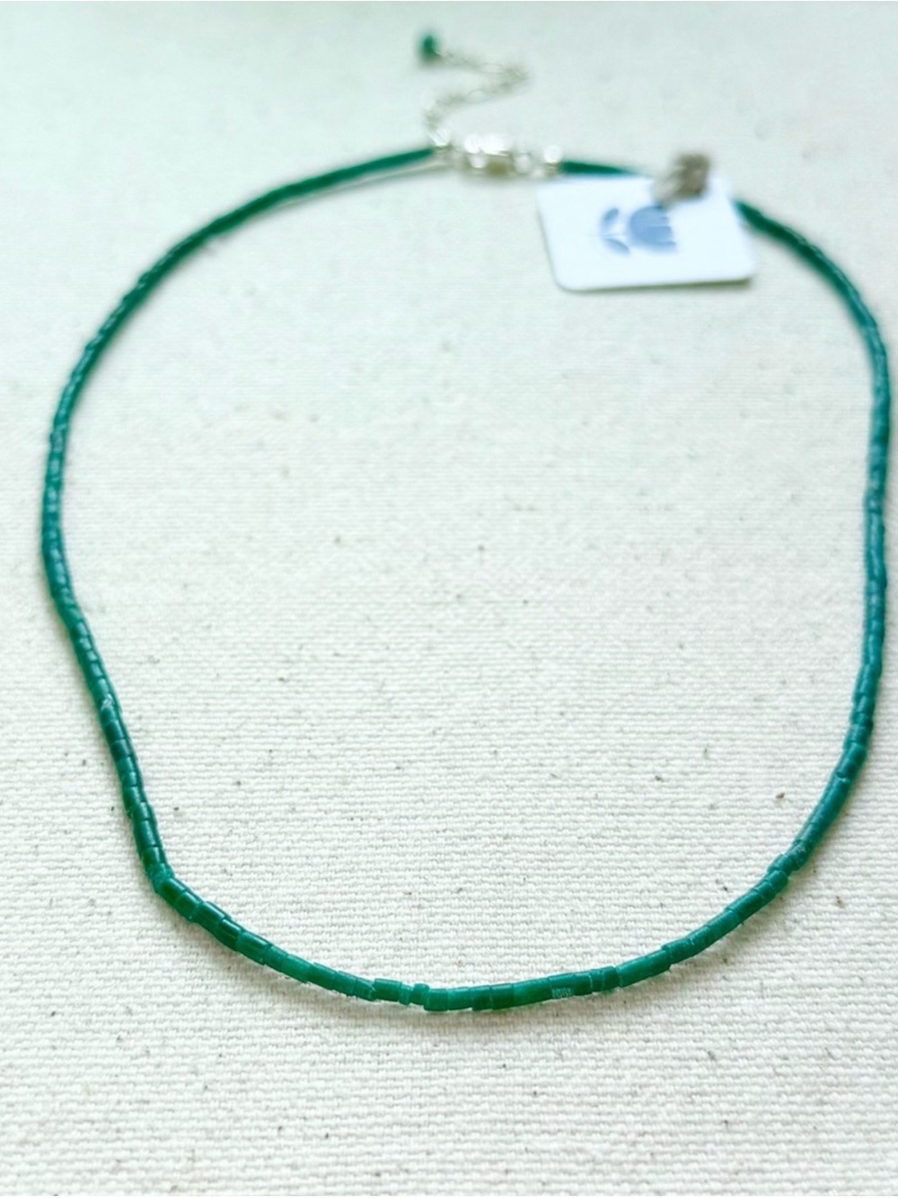 Handmade Matte Malachite Tube Necklace Sterling Silver Boho